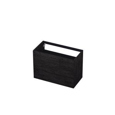 INK Meuble sous-lavabo - 90x45x65cm - 2 tiroirs - push to open - avec façades droites en saillie - MFC - chêne anthracite