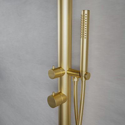 Fortifura Outdoor Original Buitendouche - RVS - 316 - handdouche - wandmodel - PVD - geborsteld messing (goud)