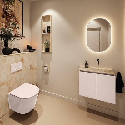 MONDIAZ TURE-DLUX Meuble de WC 60cm Rosee. EDEN lavabo Frappe position droite. Sans trou de robinet.