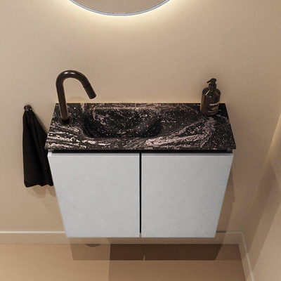 MONDIAZ TURE-DLUX Meuble toilette - 60cm - Plata - EDEN - vasque Lava - position gauche - 1 trou de robinet