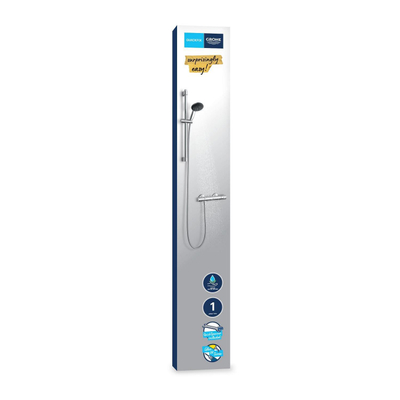 GROHE Precision Start Doucheset - thermostatische douchekraan - met glijstangset - 60cm - ronde handdouche - 1 straalsoort - gladde doucheslang - chroom