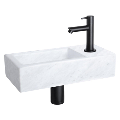 Differnz Helios fonteinset – 37.5x18.5x9.5 cm – kraangat rechts – rechte mat zwarte kraan
