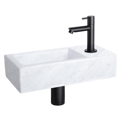 Differnz Helios Set lave-mains 37.5x18.5cm marbre robinet droit noir mat