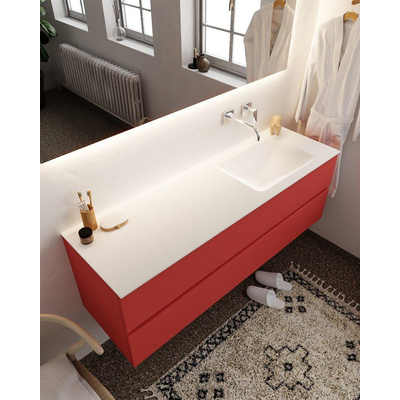 Mondiaz VICA ensemble de meuble de salle de bain - 150cm - meuble sous-vasque fire - 2 tiroirs - lavabo cloud droite - sans trou de robinet XL version 60cm haut