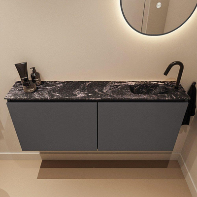 MONDIAZ TURE-DLUX meuble WC 120 cm Dark Grey. EDEN lavabo Lava position droite. Avec 1 trou de robinet.