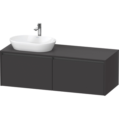 Duravit Ketho 2 meuble sous-lavabo avec plan de console inclus avec 2 tiroirs pour vasque à gauche 140x55x45.9cm avec poignées graphite anthracite super mat