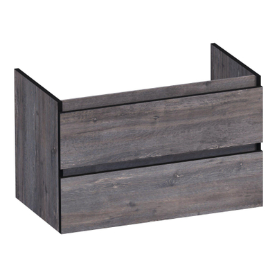 BRAUER Joy Edge wastafelonderkast 80 2 softclose lades - greeploos - 1 sifon uitsparing - Driftwood