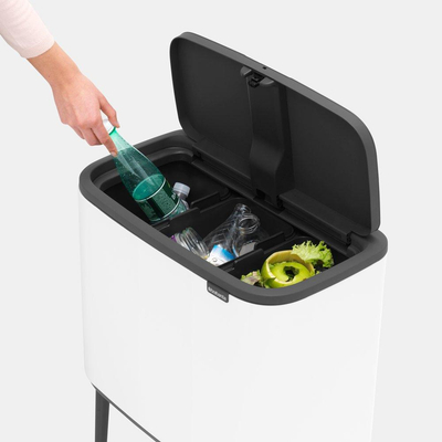 Brabantia Bo Touch Bin Afvalemmer - 3x11 liter - 3 kunststof binnenemmers - wit