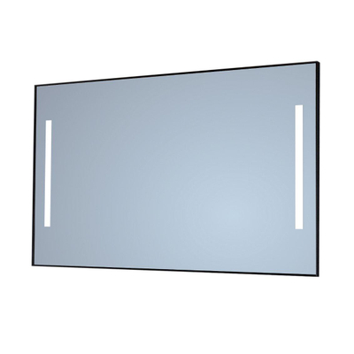 Sanicare Spiegel met "Warm White" Leds 120 cm Sensor schakelaar 2 x verticale strook omlijsting zwart