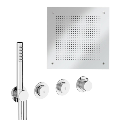 Crosswater MPRO Module inbouw regendoucheset – 38 cm vierkante hoofddouche – staafhanddouche – 3 hendels – chroom