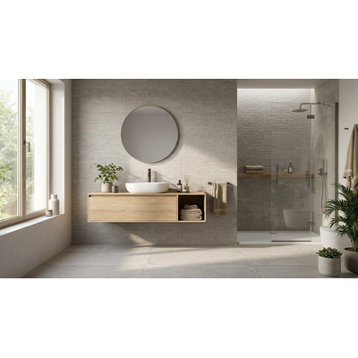 ÉCHANTILLON Terravito Elzino Carrelage mural - 25x75cm - rectifié - Aspect pierre naturelle - Grey mat (gris)