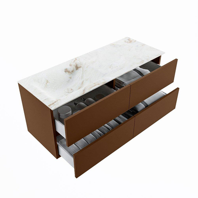 MONDIAZ VICA-DLUX Badkamermeubelset - 120cm - onderkast rust - 4 lades - inbouw wastafel cloud links - zonder kraangaten - 60cm hoge versie - frape