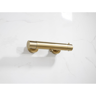 FortiFura Calvi Ensemble de douche barre curseur avec douchette stick, flexible lisse et robinet de douche Laiton brossé PVD