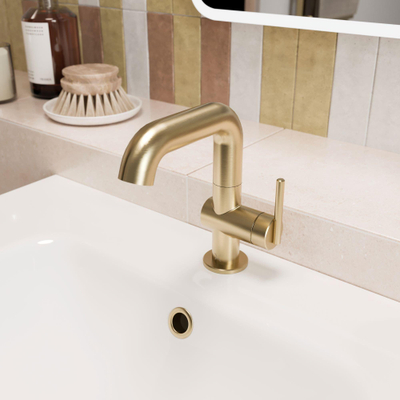 Crosswater 3ONE6 Lever Wastafelmengkraan - 18.5cm - opbouw - gecoat messing geborsteld (goud)
