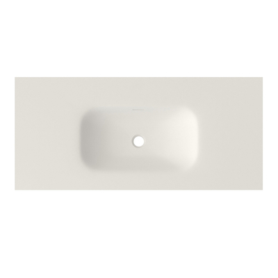 Saniclass Flow Meubelwastafel - 101x46x1.5cm - overloop - 1 wasbak midden - zonder kraangaten - solid surface wit mat