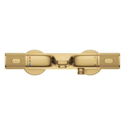 Grohe Precision Feel Thermostatische Badkraan - 31.3cm - Vitalio Joy Badset - ronde handdouche - 3 straalsoorten - met houder - brushed cool sunrise (goud)