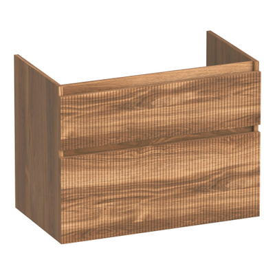BRAUER Delight Wavy meuble sous-lavabo 80 2 tiroirs à fermeture douce - sans poignée - 1 découpe pour siphon - Honey