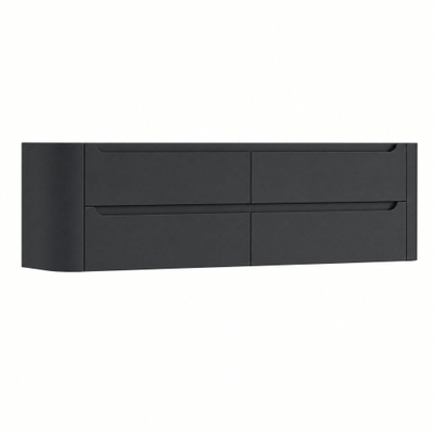 H&R Badmeubelen Juice Wastafelonderkast - 180x45x50cm - afgeronde hoeken - 4 lades - geïntegreerde greep - Dark blue mat
