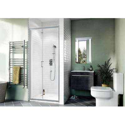 Crosswater Kai Porte de douche pliante 80x190cm avec verre de sécurité 6mm clair gauche et droite argent