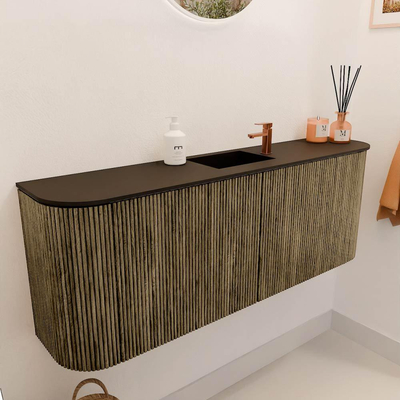 Mondiaz JOYA Meuble de salle de bains - 113,2cm - arrondis gauche et droite couleur Dusk - Vasque FAYE position Milieu 1 trou de robinet couleur Urban