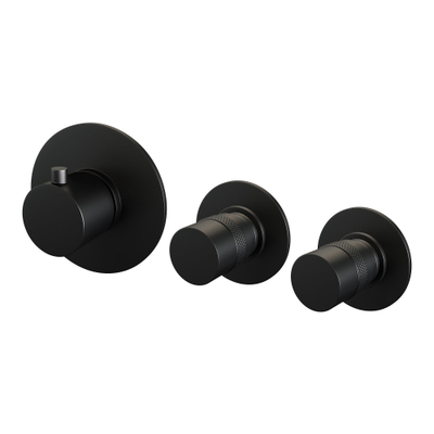 Brauer Black Edition Badkraan Inbouw - douchegarnituur - 20cm uitloop - met inbouwdeel - 3 gladde knoppen - handdouche staaf 1 stand - mat zwart