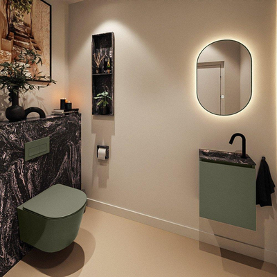 MONDIAZ TURE-DLUX 40cm toiletmeubel Army. EDEN wastafel Lava positie links. Met 1 kraangat.