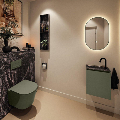 MONDIAZ TURE-DLUX Meuble toilette - 40cm - Army - EDEN - vasque Lava - position gauche - 1 trou de robinet