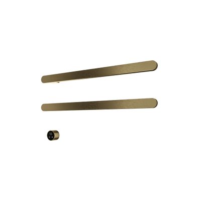 Hotbath &MORE Handdoekradiator - 80x38cm - vierkant - 2 stangen - horizontaal - met schakelaar - geborsteld messing PVD