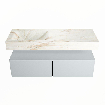 Mondiaz ALAN-DLUX Ensemble de meuble - 120cm - meuble Clay mat - 2 tiroirs - Lavabo Cloud Frappe suspendu - vasque Gauche - 1 trou de robinet