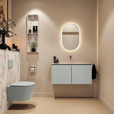 MONDIAZ TURE-DLUX Meuble de toilettes 100cm Greey. Lavabo EDEN Glace position milieu. Sans trou de robinet.