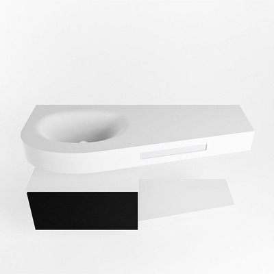 MONDIAZ RIVA Ensemble meuble de salle de bains - 120x50x30cm - 1 tiroir - MDF Urban mat - push to open - 0 trous de robinet - vasque à gauche - solid surface talc