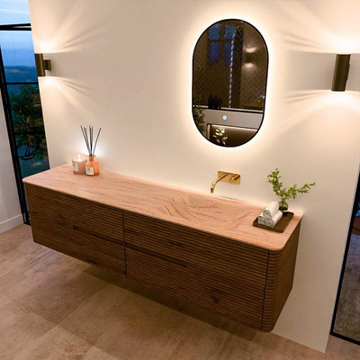 Mondiaz CIRO-DLUX Badkamermeubelset - 190x45x50cm - Solid surface wastafel Saba - 1 wasbak Rechts - zonder kraangaten - 4 lades - Dusk