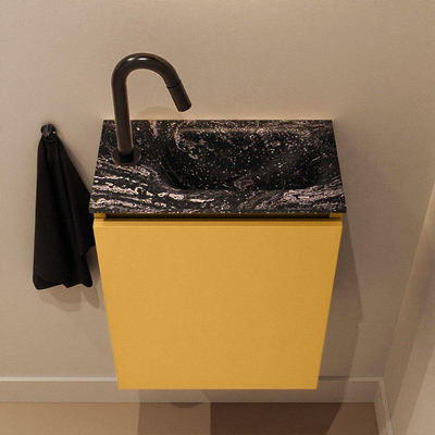MONDIAZ TURE-DLUX 40cm toiletmeubel Ocher. EDEN wastafel Lava positie rechts. Met 1 kraangat.