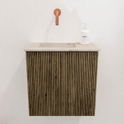 Mondiaz JOYA-DLUX 40cm toiletmeubel - kleur Dusk - Wastafel FAYE positie Links Zonder kraangat kleur Frappe.