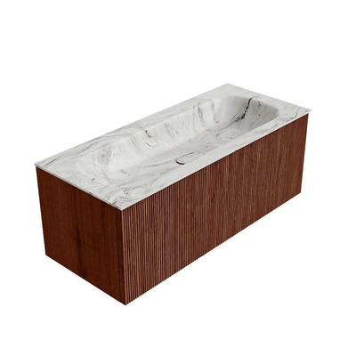 Mondiaz KURVE-DLUX Badkamermeubelset - 110x46x40cm - 1 lade - wastafel solid surface - midden - zonder kraangat - Ruby