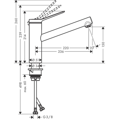 Hansgrohe Zesis m33 Keukenmengkraan - 15cm - eengreeps - coolstart - ecosmart - 1jet - mat zwart