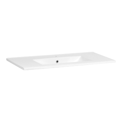 Meubelwastafel - 80x40x2cm - overloop - 1 wasbak midden - 1 kraangat - keramiek - wit