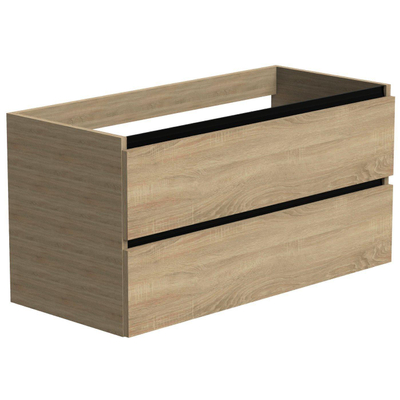 Thebalux meuble bas type1 100cm 2x tiroir sans poignées 2x profil de poignée alu noir mat 1x découpe incl set de siphon blanc