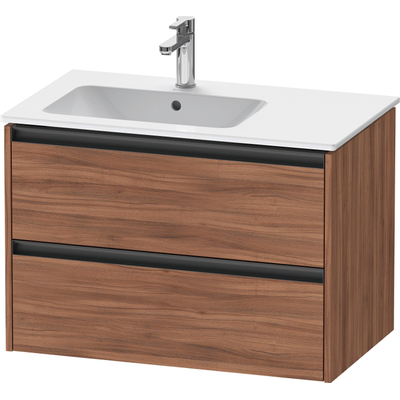 Duravit Ketho.2 Wastafelonderbouwkast - met 2 laden - voor waskom links - 81x48x54.9cm - met grepen antraciet - noten mat