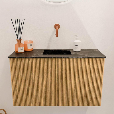 Mondiaz JOYA-DLUX 70cm toiletmeubel - kleur Oak - Wastafel FAYE positie Midden Zonder kraangat kleur Lava.