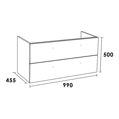 BRAUER EX Meuble sous vasque 99x45.5x50cm 2 tiroirs 1 espace siphon poignée standard MFC Almond