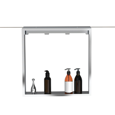 Fortifura Galeria schap met 4 haken - voor douchewand - 50x50x6.5cm - chroom