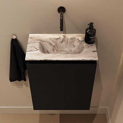 MONDIAZ TURE-DLUX meuble WC 40 cm Urban. EDEN lavabo Glace position milieu. Sans trou de robinet.