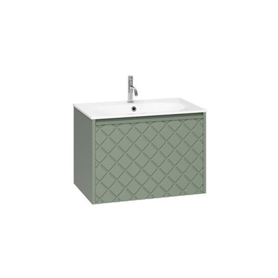 Crosswater Vergo ensemble de meubles de salle de bain - 69.8x47.6x45.5cm - 1 lavabo en marbre minéral blanc - 1 tiroir - vert sauge