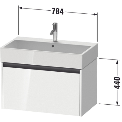 Duravit ketho 2 meuble sous lavabo avec 1 tiroir 78.4x46x44cm avec poignée anthracite blanc mat