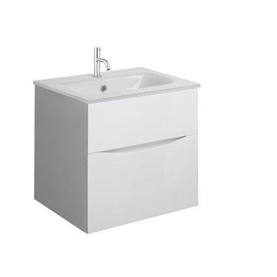 Crosswater Glide II Badmeubelset - 50x45x52cm - 2 lades - greeploos - wastafel - kraangat -glans - glans wit (grijs)