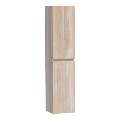 BRAUER Joy Armoire de salle de bains - 160x35x35cm - 2 portes - sans poignées - ouverture à gauche ou à droite - chêne à lattes blanc