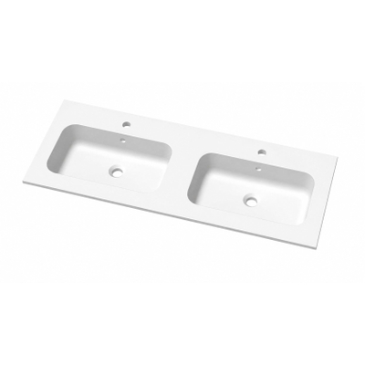 Go by Van Marcke Paco lavabo meuble 120x46x1.5cm 2 vasques intégrées 2 trous de robinet marbre de synthèse blanc mat