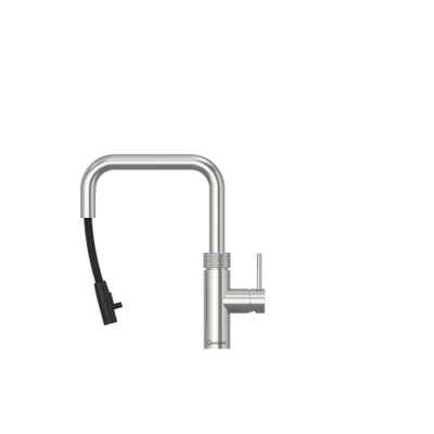 Quooker BE Flex Square Robinet d'eau bouillante - bec pivotant et extractible - PRO3 incl. réservoir Cube - Eau chaude / bouillante / pétillante / filtrée - inox