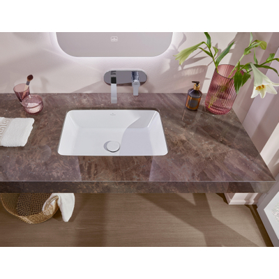Villeroy & boch architectura lavabo à encastrer 60x45x17cm rectangle 1 trou pour robinet sans trou de trop-plein blanc alpin gloss ceramic+